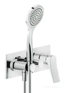 Смеситель для душа Gessi Rilievo, на 2 выхода с переключателем, подводом воды, держателем душевой лейки, лейкой и шлангом, цвет Chrome