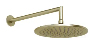 Верхний душ Gessi Anello, Ø250 мм, шарнирный с настенным держателем, цвет Brass Brushed PVD