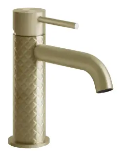Смеситель для раковины Gessi316, однорычажный, без донного клапана, цвет Brass Brushed PVD