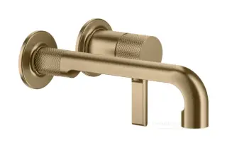 Смеситель для раковины Gessi Inciso, настенный, короткий излив, без донного клапана, встраиваемый, цвет Warm Bronze Brushed PVD