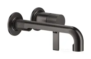 Смеситель для раковины Gessi Inciso, настенный, короткий излив, без донного клапана, встраиваемый, цвет Black Metal Brushed PVD