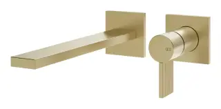 Cмеситель для раковины Gessi Inverso, встраиваемый, настенный, внешние части, цвет Brushed Brass PVD