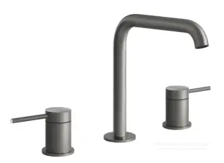 Смеситель для раковины Gessi316 Flessa, на 3 отверстия, средний, без донного клапана, цвет Steel Brushed