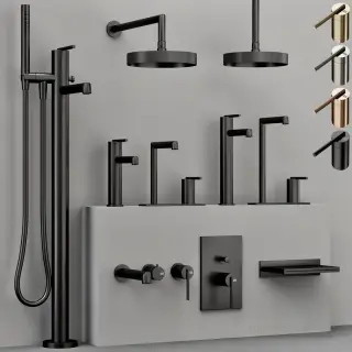 Смеситель Gessi Ingranaggio, настенный, с переключателем ванна-душ, встраиваемый, цвет Black Metal Brushed PVD