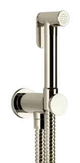 Гигиенический душ Gessi Tondo, шланг 1250 мм, шланговое подсоединение с держателем лейки, цвет Nickel PVD