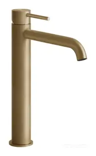 Смеситель для раковины Gessi316 Flessa, высокий, с длинным изливом, без донного клапана, цвет Warm Bronze Brushed PVD