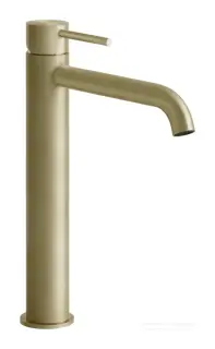 Смеситель для раковины Gessi316 Flessa, высокий, с длинным изливом, без донного клапана, цвет Brass Brushed PVD