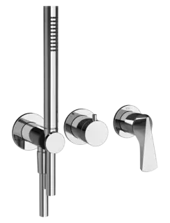 Смеситель для душа Gessi Ventaglio, встраиваемый, настенный, на 2 выхода, с ручным душем и переключателем, внешние части, цвет Chrome