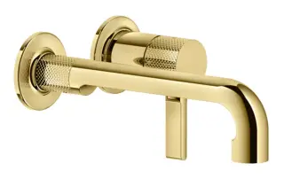 Смеситель для раковины Gessi Inciso, настенный, короткий излив, без донного клапана, встраиваемый, цвет Gold PVD