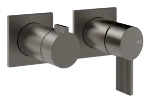 Cмеситель для душа Gessi Inverso, настенный, на 2 выхода, внешняя часть, цвет Black Metal Brushed PVD