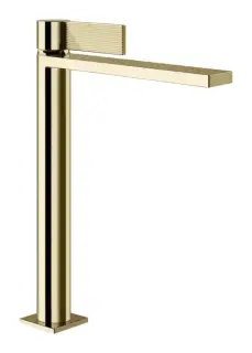 Смеситель для раковины Gessi Inverso, однорычажный, с донным клапаном и соединительными шлангами, Н-321 мм, цвет Brass PVD