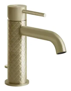 Смеситель для раковины Gessi316, однорычажный, с донным клапаном, соединительными шлангами, цвет Brass Brushed PVD