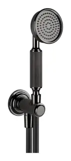 Ручной душ Gessi Venti20, с держателем, шланговым подсоединением и шлангом, лейкой с защитой от известкового налёта, Н-259 мм, Black Metal PVD