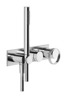 Смеситель для ванны/душа Gessi Anello, настенный, с ручным душем и держателем, встраиваемый, внешняя часть, цвет Chrome