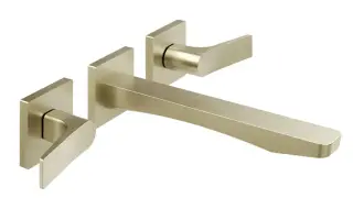 Смеситель для раковины Gessi Rilievo, на 3 отверстия, средний изливом, без донного клапана, внешние части, цвет Brass Brushed PVD