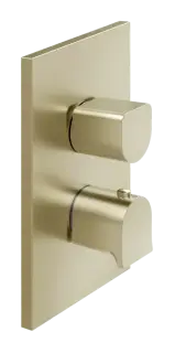 Термостат Gessi Rilievo, встраиваемый, с переключателем на 3 выхода, внешняя часть, цвет Brushed Brass PVD