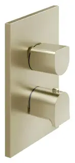 Термостат Gessi Rilievo, настенный, на 2 выхода с переключателем, внешняя часть, цвет Brass Brushed PVD