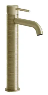 Смеситель для раковины Gessi316, высокий, с коротким изливом, без донного клапана, цвет Brass Brushed PVD