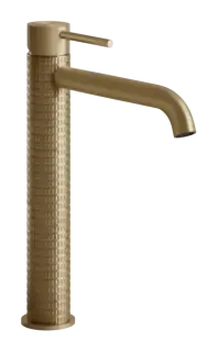 Смеситель для раковины Gessi316, высокий, с длинным изливом, без донного клапана, цвет Warm Bronze Brushed покрытие PVD