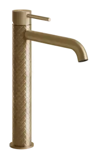 Смеситель для раковины Gessi316, высокий, с длинным изливом, без донного клапана, цвет Warm Bronze Brushed PVD