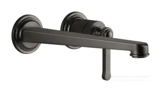 Смеситель для раковины Gessi Venti20, настенный, с длинным изливом, без донного клапана, внешние части, цвет Black Metal Brushed PVD