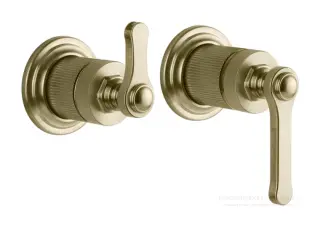 Смеситель Gessi Venti20, настенный на 2 выхода, с переключателем ванна-душ, внешние части, цвет Brushed Brass PVD
