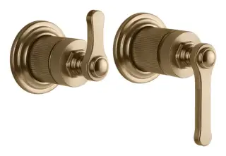 Смеситель Gessi Venti20, настенный на 2 выхода, с переключателем ванна-душ, внешние части, цвет Warm Bronze Br. PVD