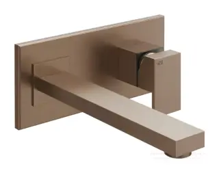 Смеситель Gessi Rettangolo, настенный, с длинным изливом, без донного клапана, внешняя часть, цвет Copper Brushed PVD