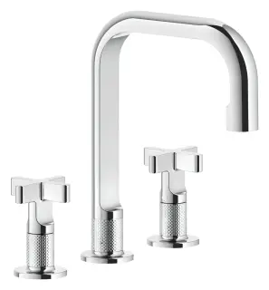 Смеситель для раковины Gessi Inciso, на 3 отверстия, средний, с донным клапаном, соединительными шлангами, цвет Chrome