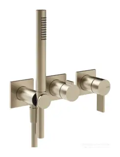 Cмеситель для душа Gessi Inverso, встраиваемый, настенный, на 2 выхода, с переключателем и ручным душем, внешняя часть, цвет Finox Brushed Nickel