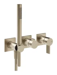 Смеситель для душа Gessi Inverso, настенный, внешняя часть, с переключателем и ручным душем, Н-278 мм, цвет Finox Brushed Nickel