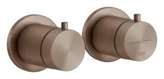 Термостат Gessi316, встраиваемый, на 3 потребителя, внешняя часть, цвет Copper Brushed PVD