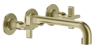 Cмеситель для раковины Gessi Inciso, на 3 отверстия, c средним изливом, без донного клапана, встраиваемый, цвет Brushed Brass PVD
