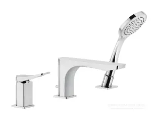 Смеситель для ванны Gessi Rilievo, на 3 отверстия с переключателем, изливом, выдвижным ручным душем, цвет Chrome