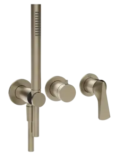 Смеситель для душа Gessi Ventaglio, встраиваемый, настенный, на 2 выхода, с ручным душем и переключателем, внешние части, цвет Finox Brushed Nickel