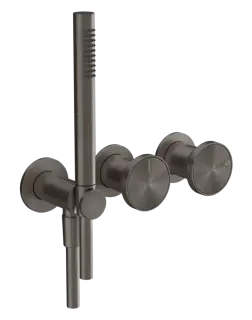 Смеситель для ванны/душа Gessi Origini, настенный, на 2 позиции, с переключателем, внешние части, цвет Black Metal Brushed PVD