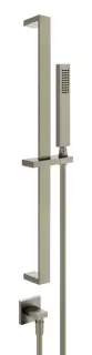 Душевой гарнитур Gessi Rettangolo K, штанга, лейка, шланг, вывод воды, цвет Finox Brushed Nickel