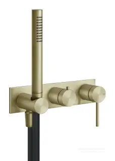 Смеситель для душа Gessi 316, встраиваемый, настенный, на 2 потребителя, цвет Brushed Brass PVD