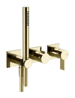 Cмеситель для душа Gessi Inverso, настенный, c ручным душем, на 2 выхода, внешние части, цвет Brass PVD
