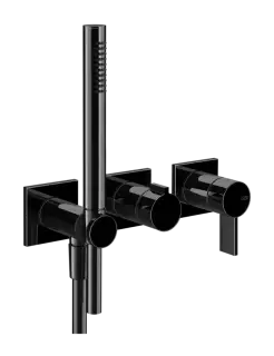 Cмеситель для душа Gessi Inverso, встраиваемый, настенный, на 2 выхода, с переключателем и ручным душем, внешняя часть, цвет Black Metal PVD