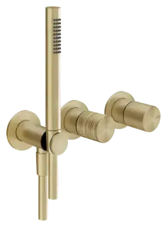 Смеситель для душа Gessi Habito Trame, встраиваемый, 265x99 мм, внешняя часть, с лейкой, Brushed Brass PVD