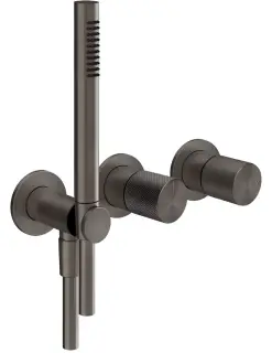 Смеситель для душа Gessi Habito Diamantato, встраиваемый, ручной душ, шланг 1500 мм, внешняя часть, цвет Black Metal Brushed PVD