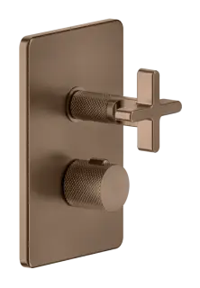 Термостат Gessi Inciso, с переключателем на 2 выхода, встраиваемый, внешняя часть, цвет Copper Brushed PVD