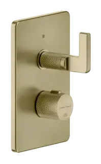 Термостат Gessi Inciso, встраиваемый, с переключателем на 2 выхода, цвет Brushed Brass PVD