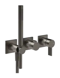 Cмеситель для душа Gessi Inverso, настенный, c ручным душем, на 2 выхода, внешние части, цвет Black Metal Brushed PVD