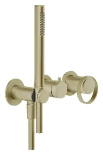 Смеситель для ванны/душа Gessi Anello, настенный, однорычажный, встраиваемый, h245 мм, внешняя часть, цвет Brushed Brass PVD