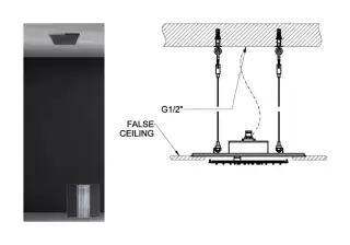 Скрытая часть душевой системы Gessi Minimali 350x350 мм, с режимом Тропический ливень, цвет Mirror Steel