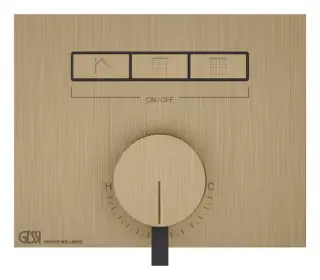 Смеситель Gessi Hi-Fi, однорычажный, до 3-х функций одновременно, с кнопками вкл/выкл, встраиваемый, внешняя часть, цвет Warm Bronze Brushed PVD