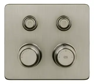 Термостат Gessi HI-FI Eclectic, встраиваемый, до 2 функций одновременно, с кнопками вкл/выкл, внешняя часть, цвет Finox Brushed Nickel