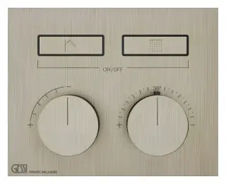 Термостат Gessi HI-FI, до 2 функций одновременно, с кнопками вкл/выкл, внешняя часть, цвет Finox Brushed Nickel